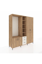 Kronos Dolap 13 Raflı 3 Çekmeceli 4 Kapaklı 220x59x243 Çam-Çam/Aytaşı