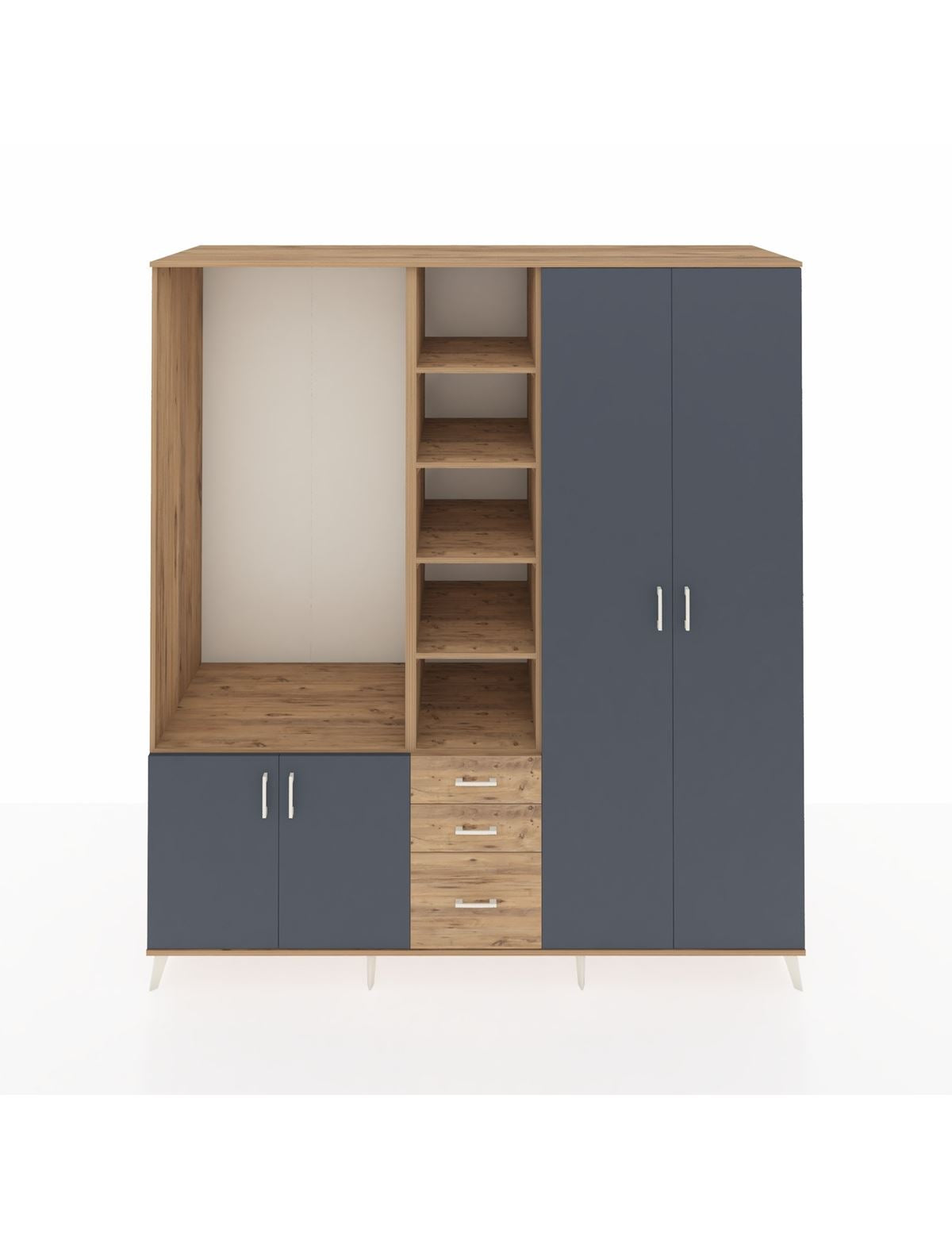 Kronos Dolap 13 Raflı 3 Çekmeceli 4 Kapaklı 220x59x243 - S784M040V27C