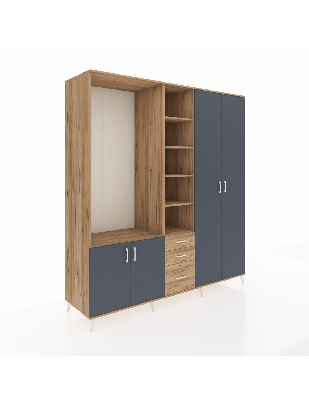 Kronos Dolap 13 Raflı 3 Çekmeceli 4 Kapaklı 220x59x243 - S784M040V27C