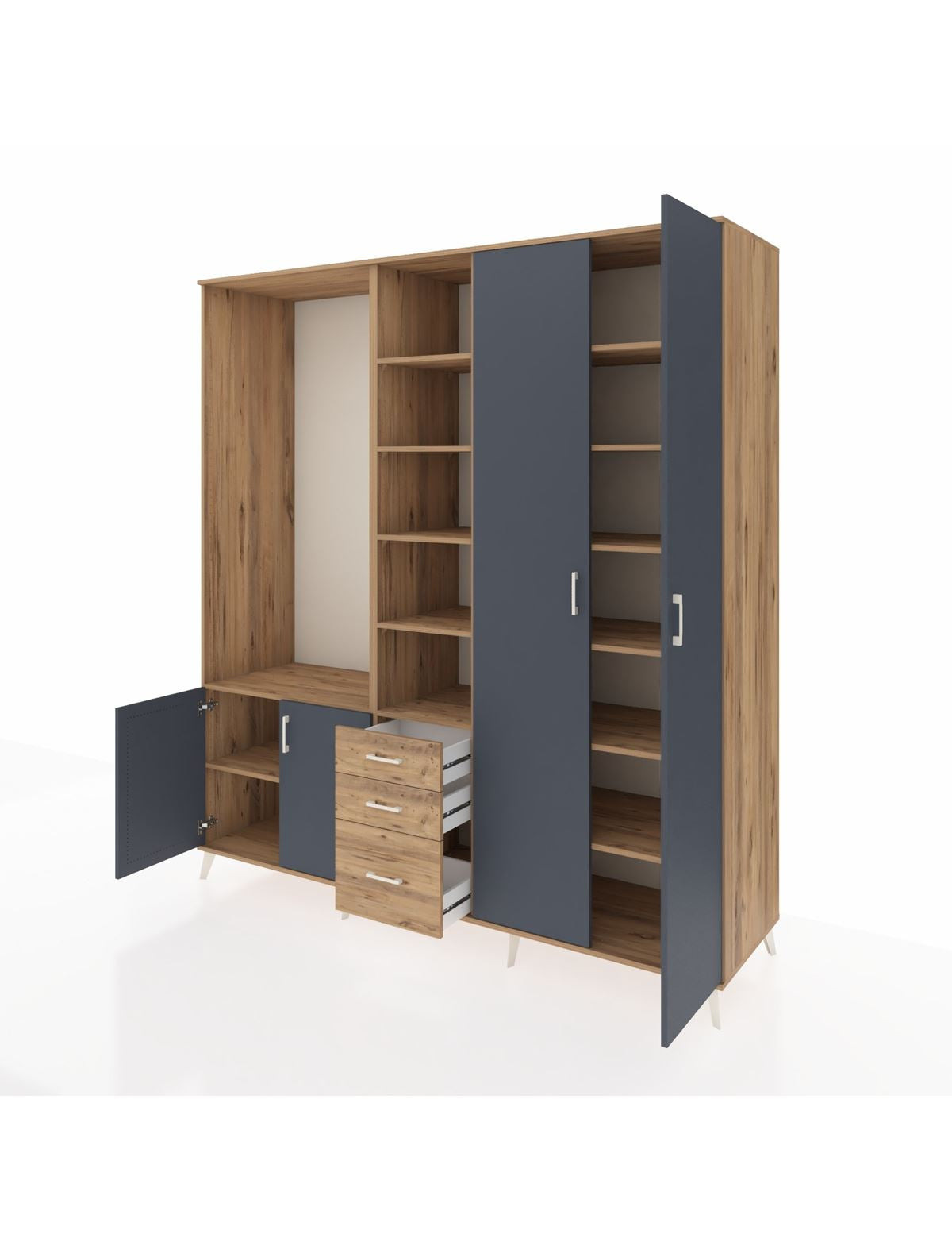 Kronos Dolap 13 Raflı 3 Çekmeceli 4 Kapaklı 220x59x243 - S784M040V27C