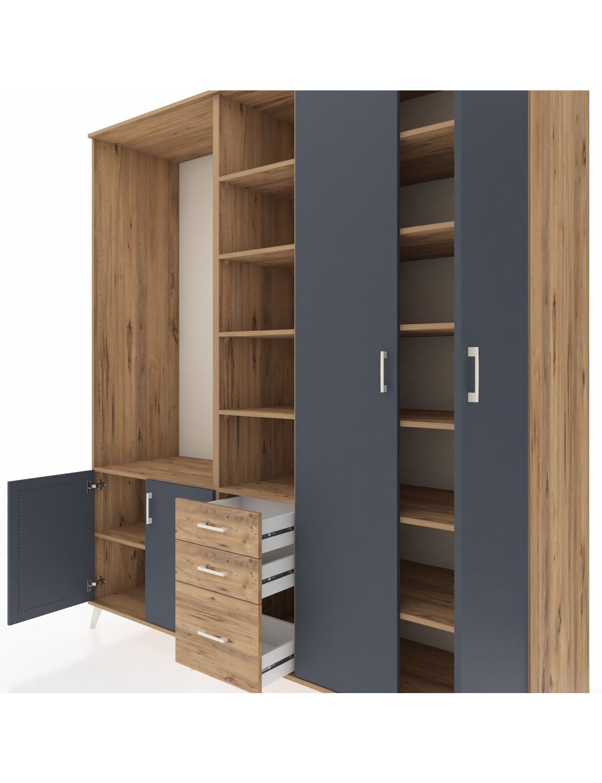 Kronos Dolap 13 Raflı 3 Çekmeceli 4 Kapaklı 220x59x243 - S784M040V27C