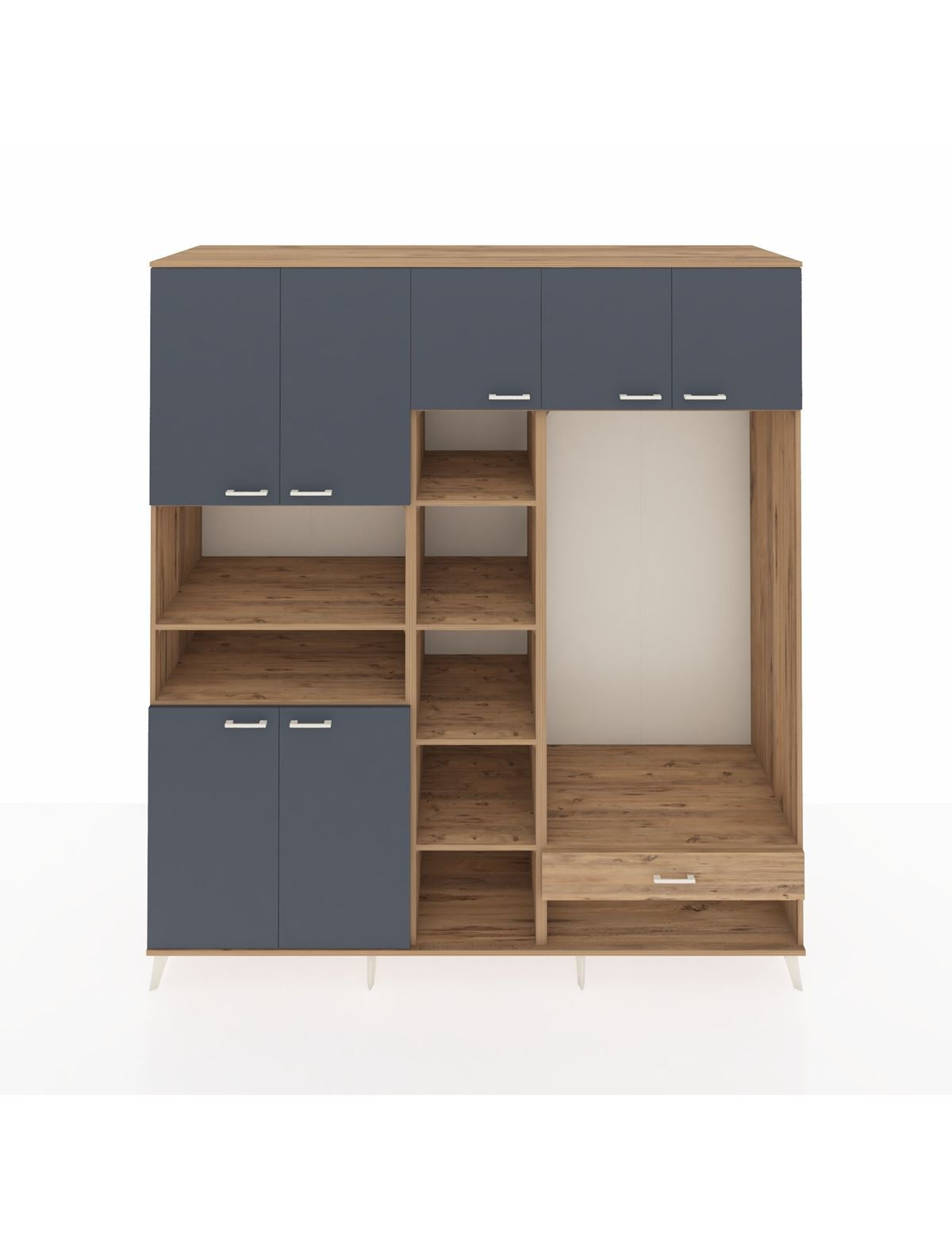 Kronos Dolap 11 Raflı Tek Çekmeceli 7 Kapaklı 220x59x243 - S784M043V27C