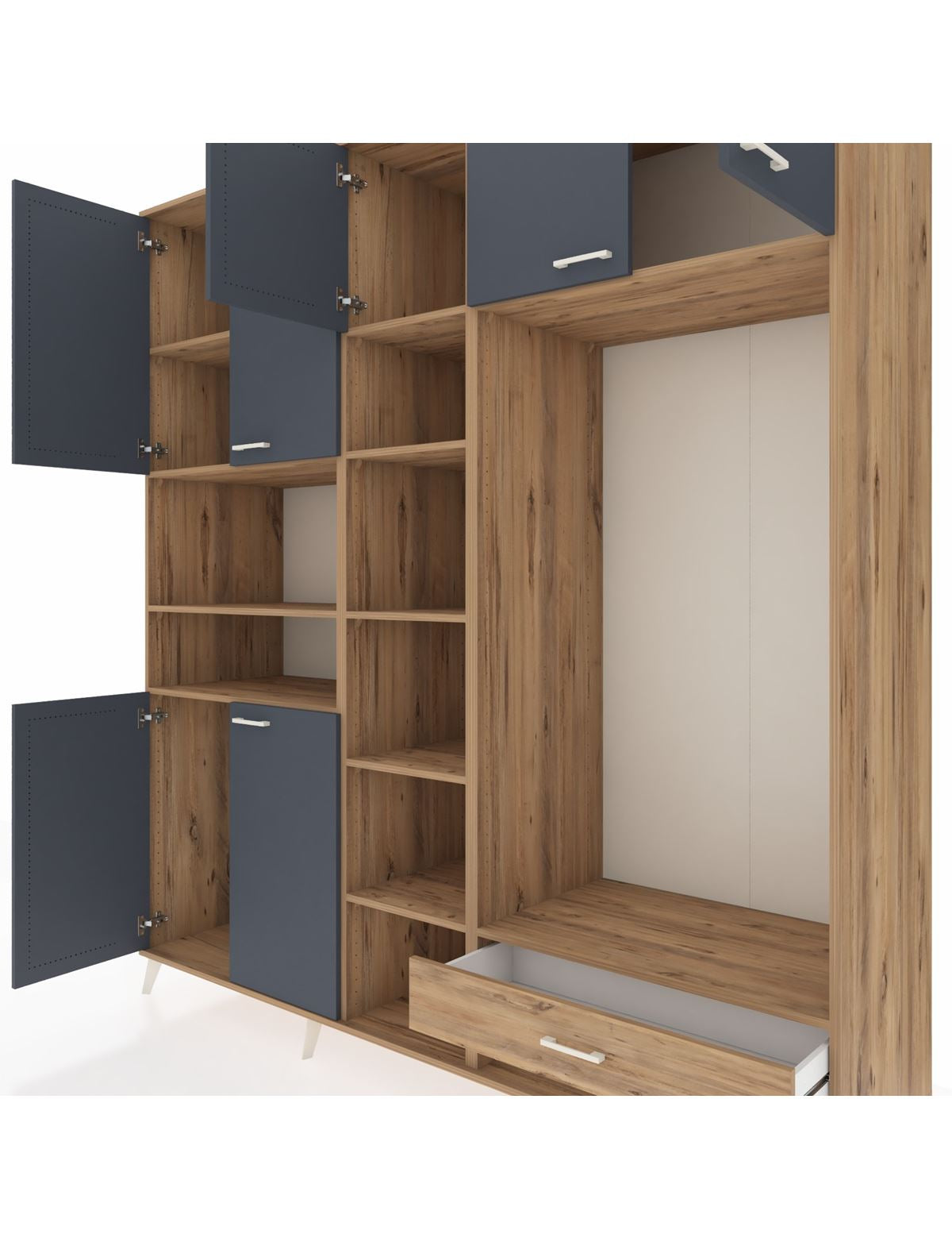 Kronos Dolap 11 Raflı Tek Çekmeceli 7 Kapaklı 220x59x243 - S784M043V27C