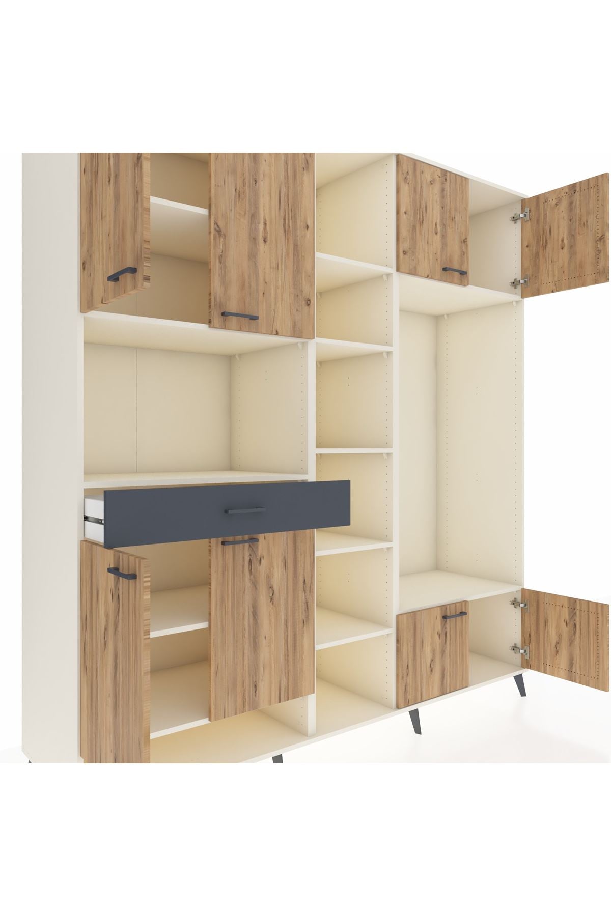 Kronos Dolap 12 Raflı Tek Çekmeceli 8 Kapaklı 220x59x243 - S784M044V02C