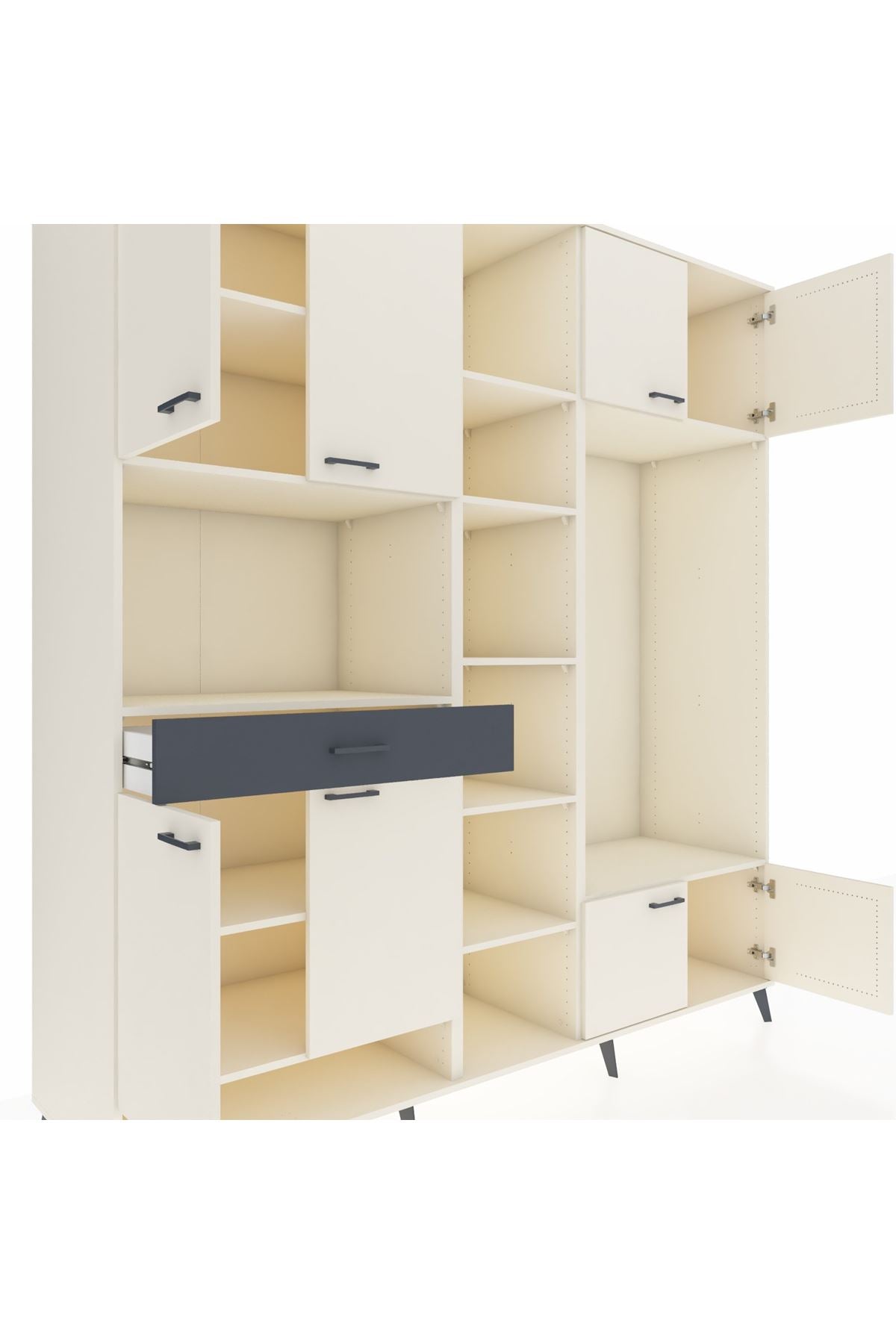 Kronos Dolap 12 Raflı Tek Çekmeceli 8 Kapaklı 220x59x243 - S784M044V05C