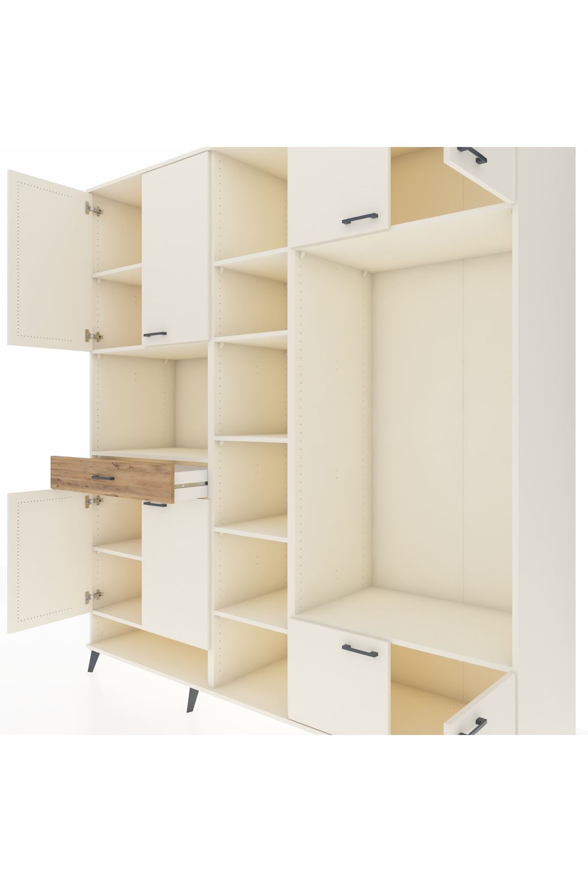 Kronos Dolap 12 Raflı Tek Çekmeceli 8 Kapaklı 220x59x243 - S784M044V06C