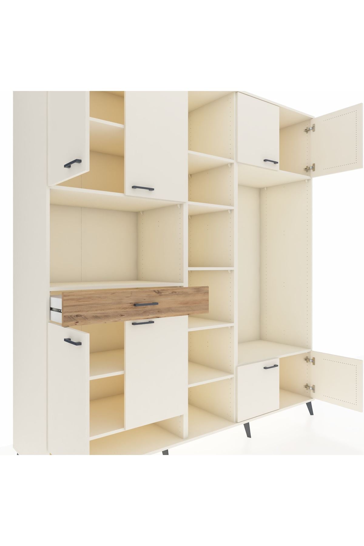 Kronos Dolap 12 Raflı Tek Çekmeceli 8 Kapaklı 220x59x243 - S784M044V06C