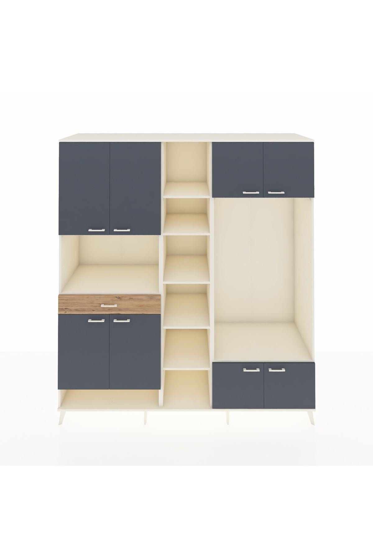 Kronos Dolap 12 Raflı Tek Çekmeceli 8 Kapaklı 220x59x243 - S784M044V09C
