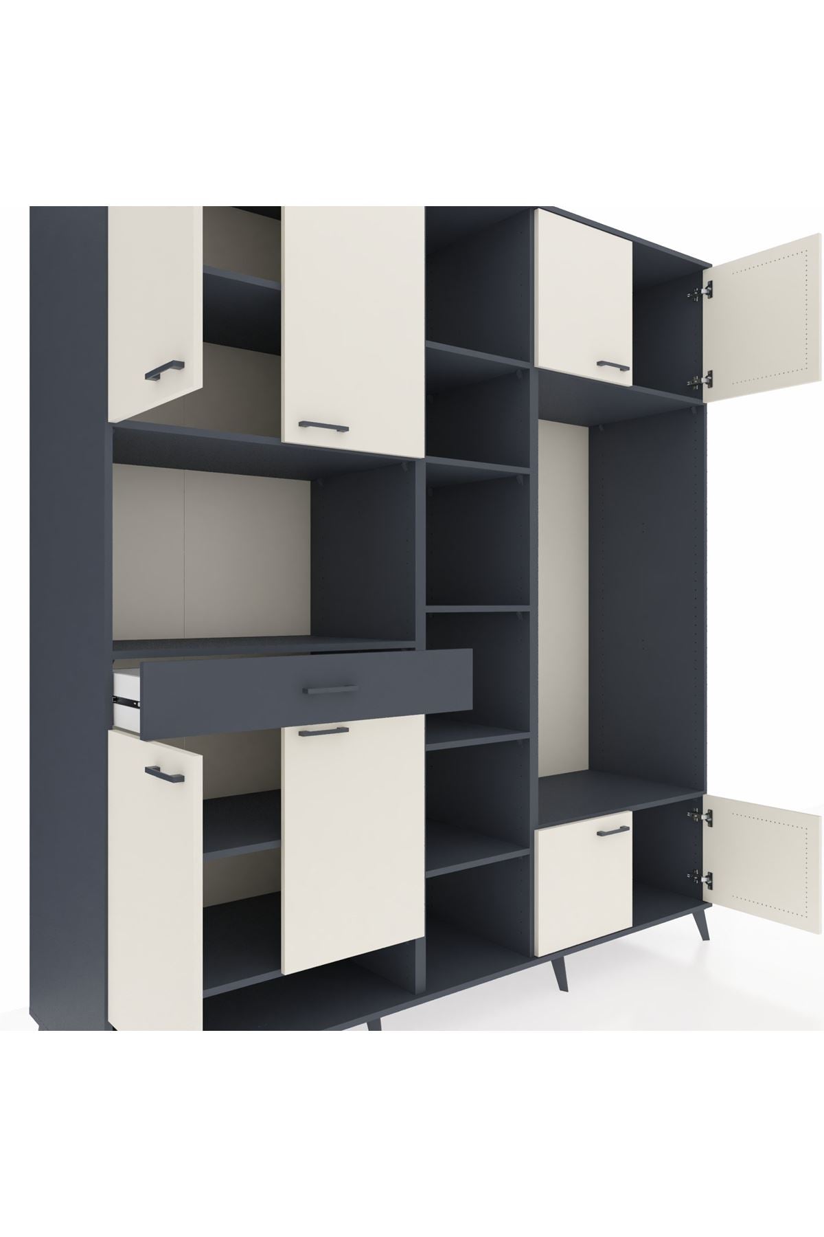 Kronos Dolap 12 Raflı Tek Çekmeceli 8 Kapaklı 220x59x243 - S784M044V14C
