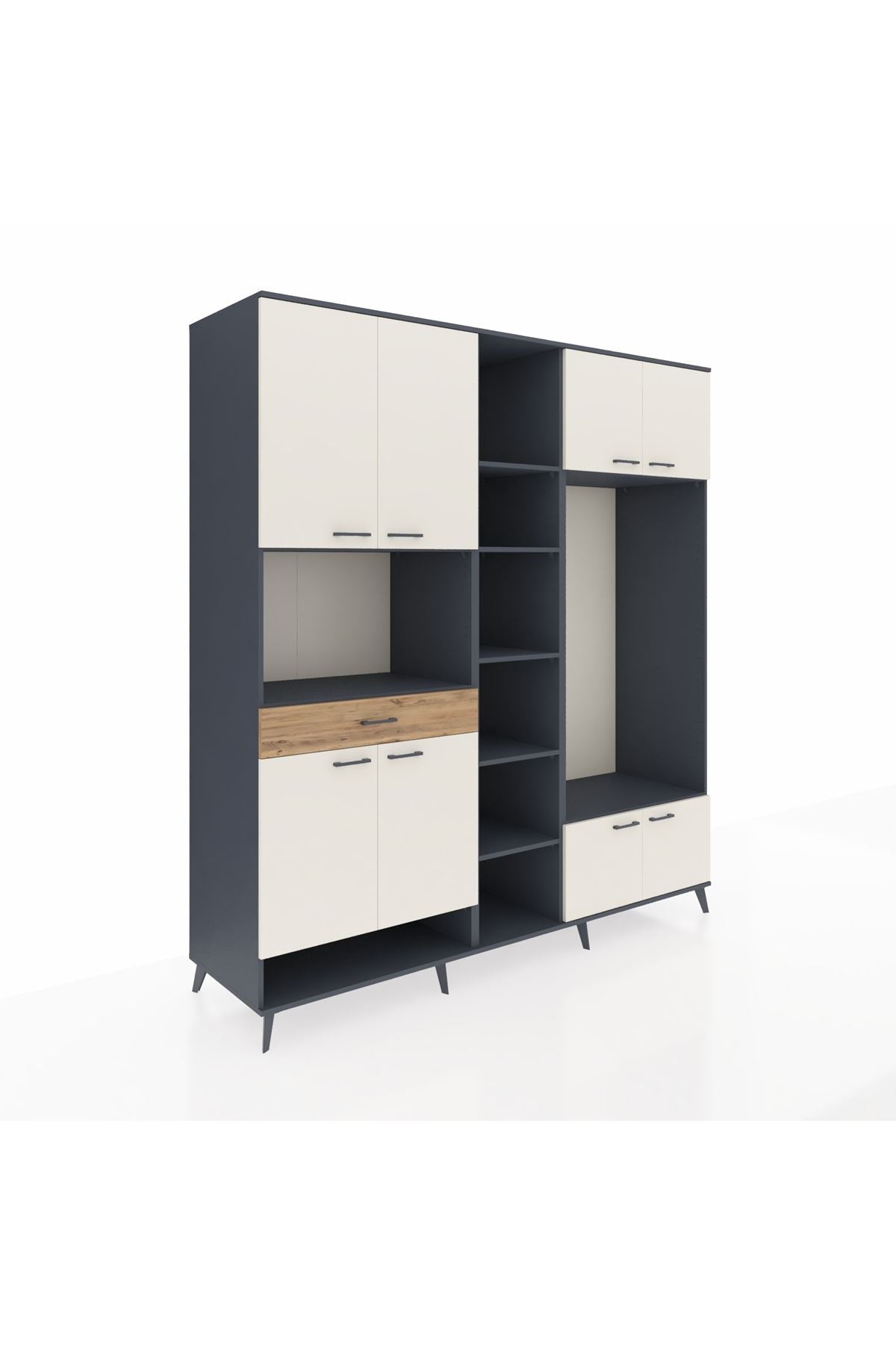 Kronos Dolap 12 Raflı Tek Çekmeceli 8 Kapaklı 220x59x243 - S784M044V15C