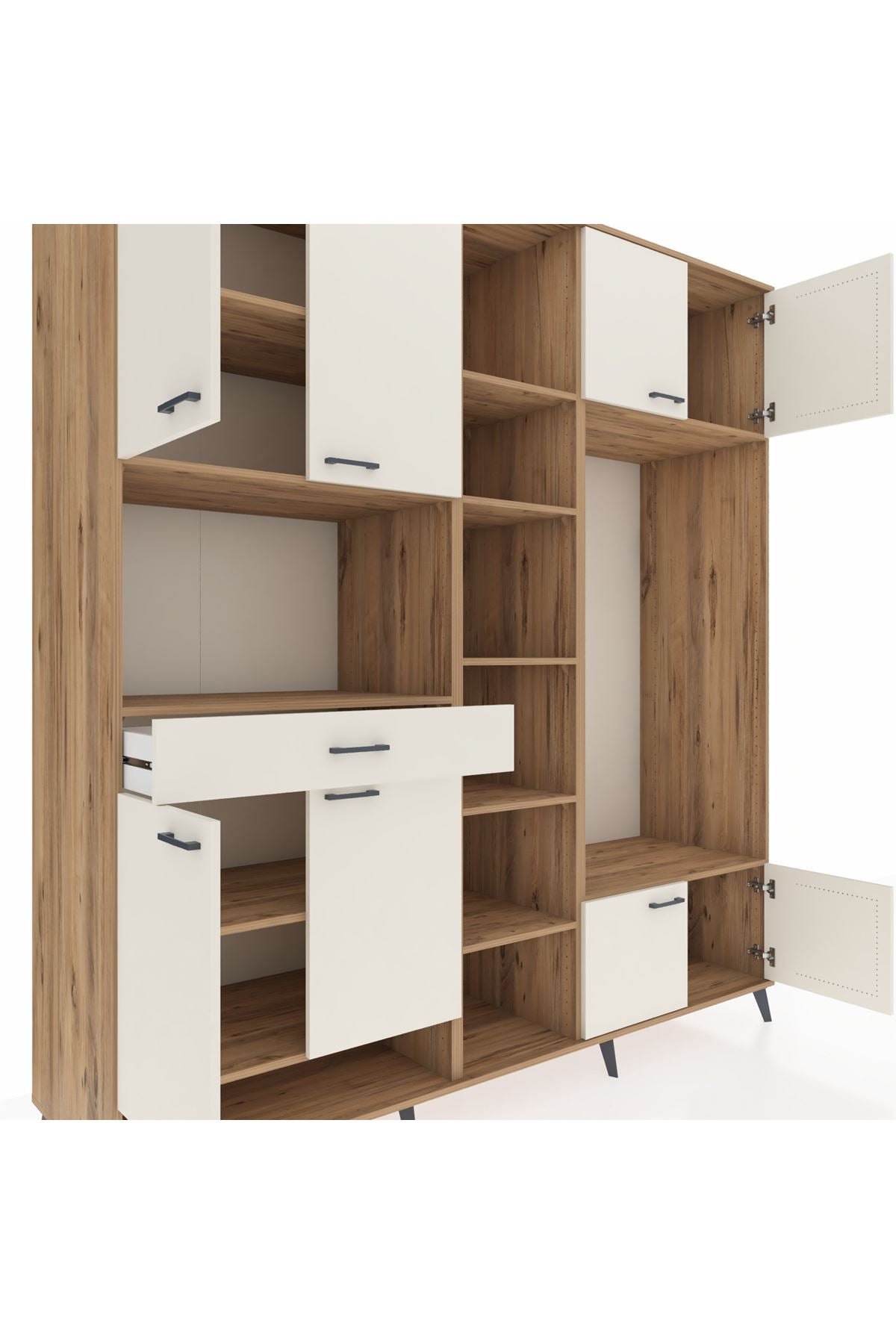 Kronos Dolap 12 Raflı Tek Çekmeceli 8 Kapaklı 220x59x243 - S784M044V22C