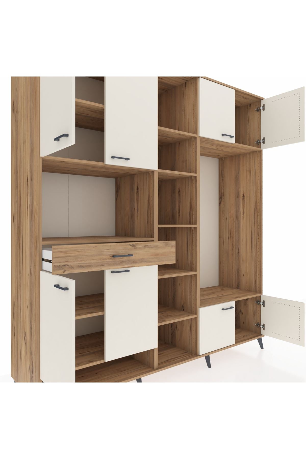 Kronos Dolap 12 Raflı Tek Çekmeceli 8 Kapaklı 220x59x243 - S784M044V24C