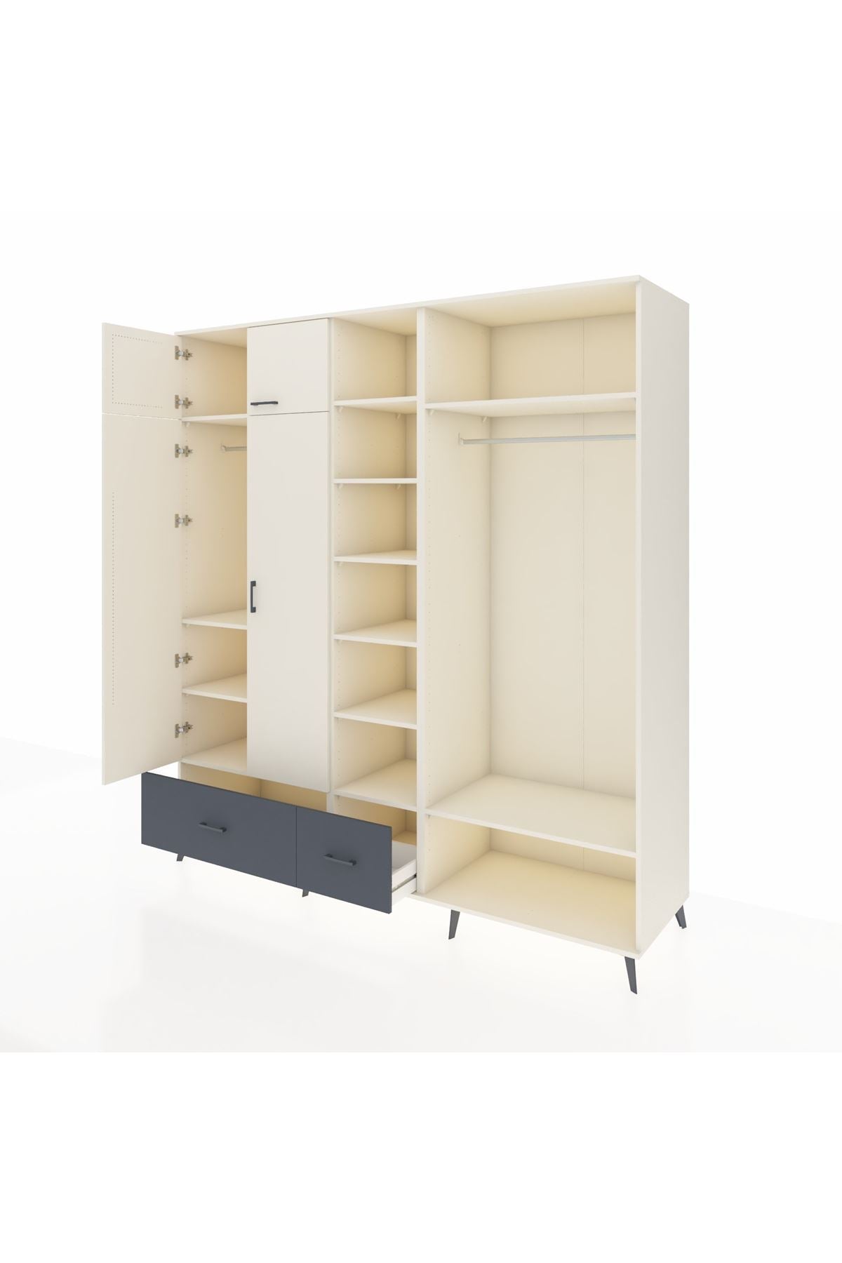 Kronos Dolap 12 Raflı 2 Çekmeceli 2 Askılı 220x59x243 - S784M046V05C
