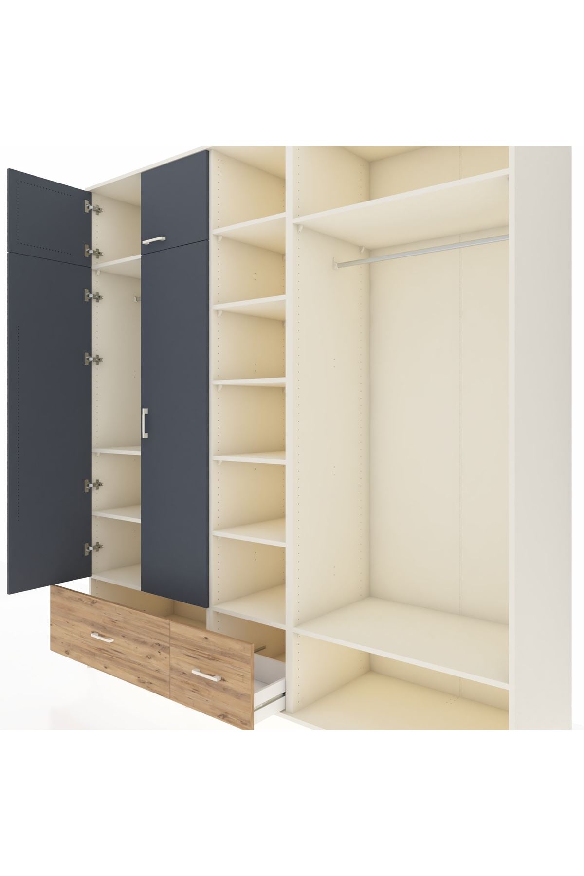 Kronos Dolap 12 Raflı 2 Çekmeceli 2 Askılı 220x59x243 - S784M046V09C