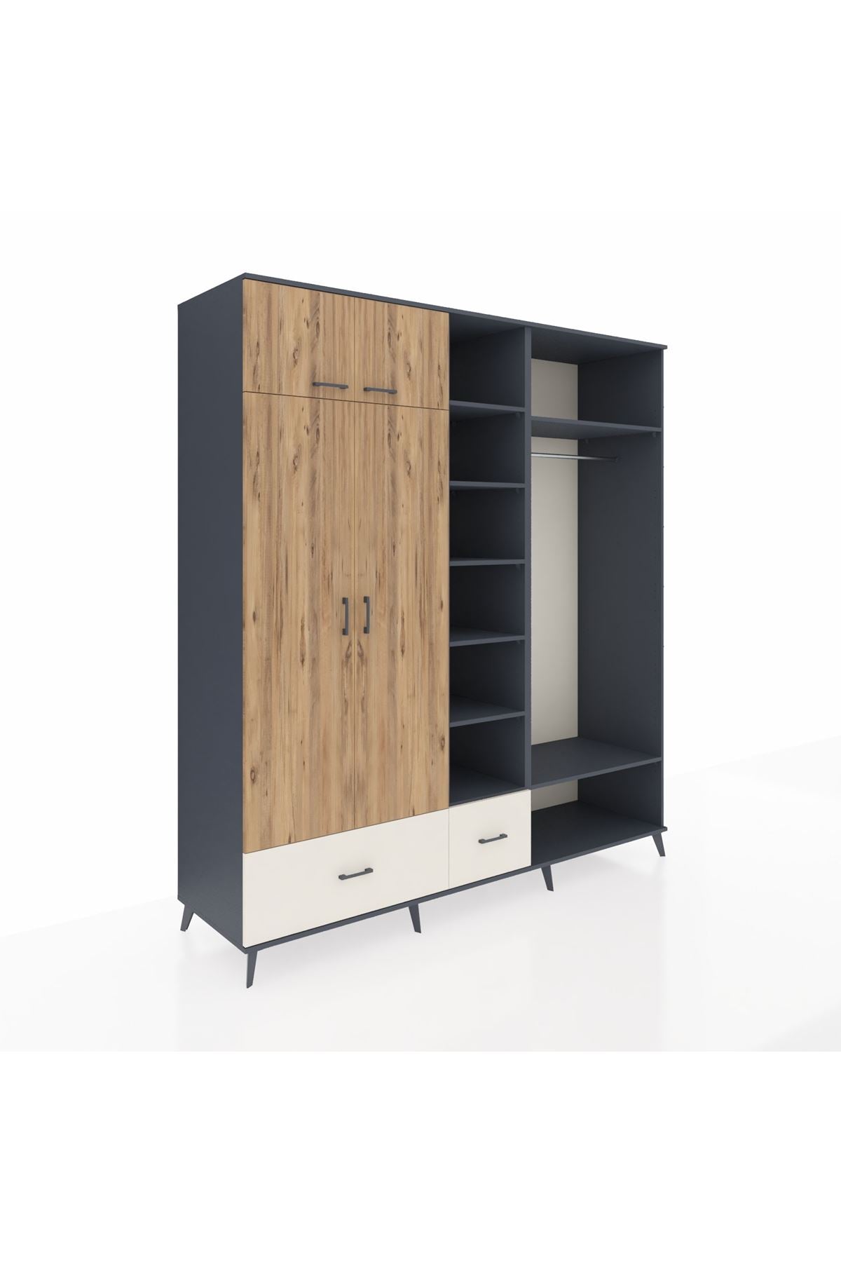 Kronos Dolap 12 Raflı 2 Çekmeceli 2 Askılı 220x59x243 - S784M046V10C