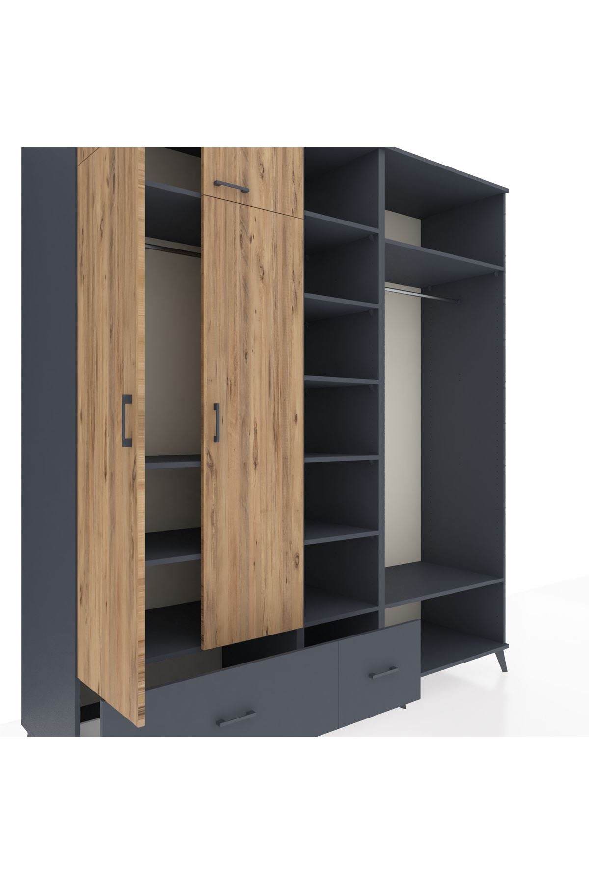 Kronos Dolap 12 Raflı 2 Çekmeceli 2 Askılı 220x59x243 - S784M046V11C