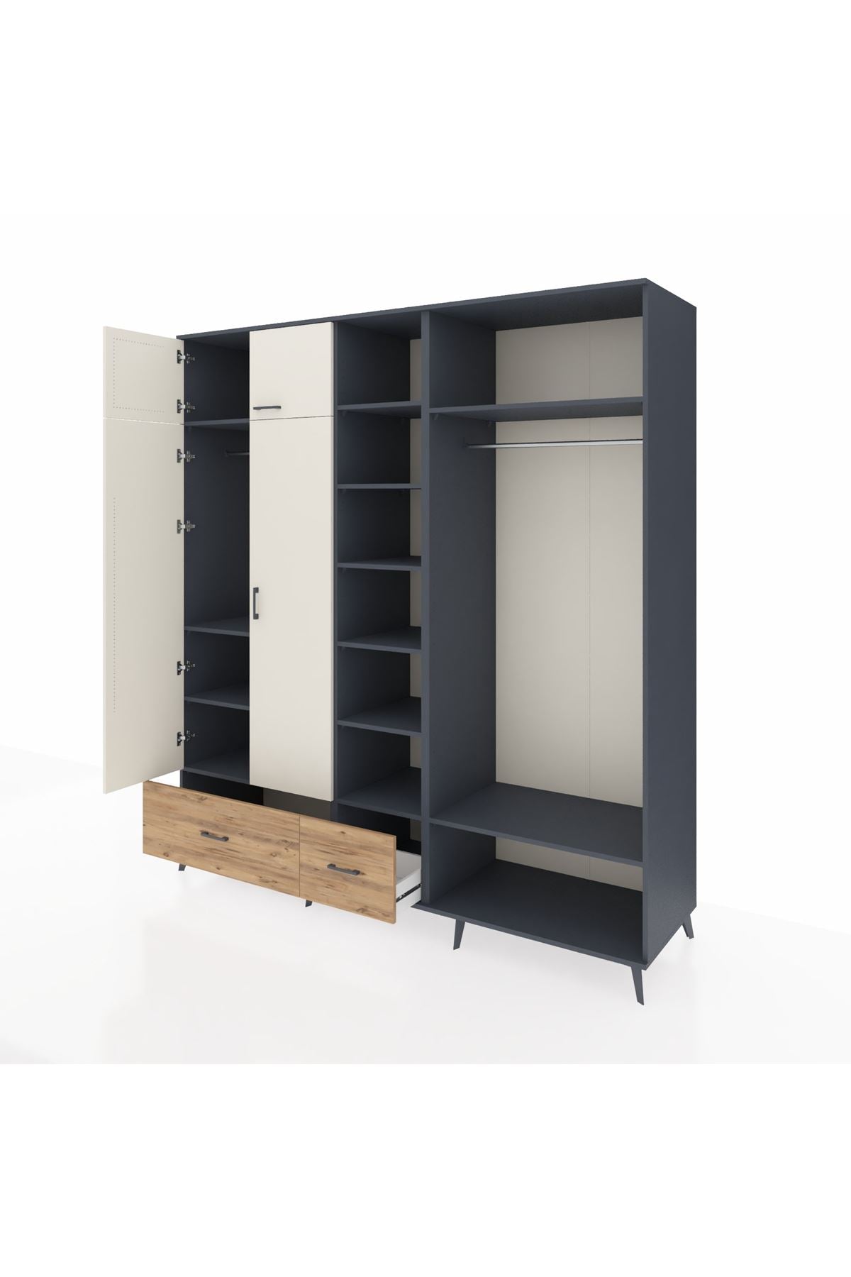 Kronos Dolap 12 Raflı 2 Çekmeceli 2 Askılı 220x59x243 - S784M046V15C