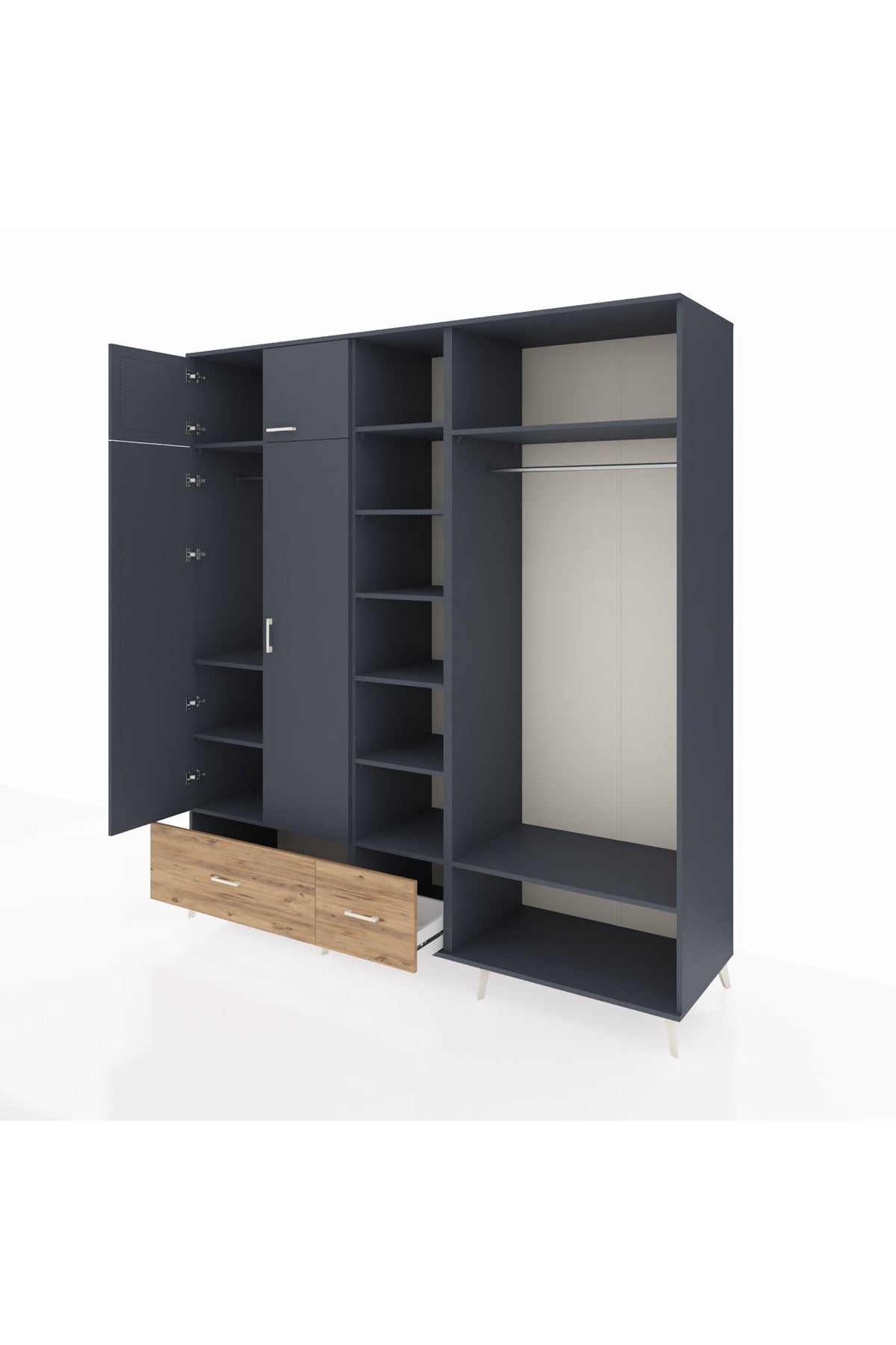 Kronos Dolap 12 Raflı 2 Çekmeceli 2 Askılı 220x59x243 - S784M046V18C