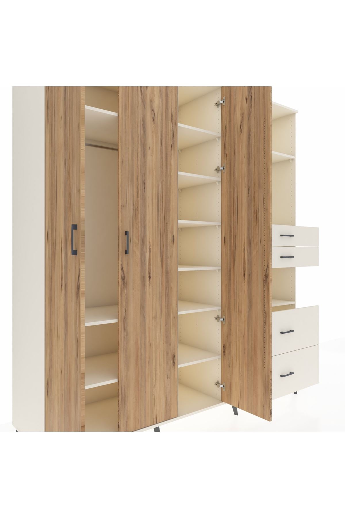 Kronos Dolap 12 Raflı 4 Çekmeceli Tek Askılı 220x59x243 - S784M047V01C