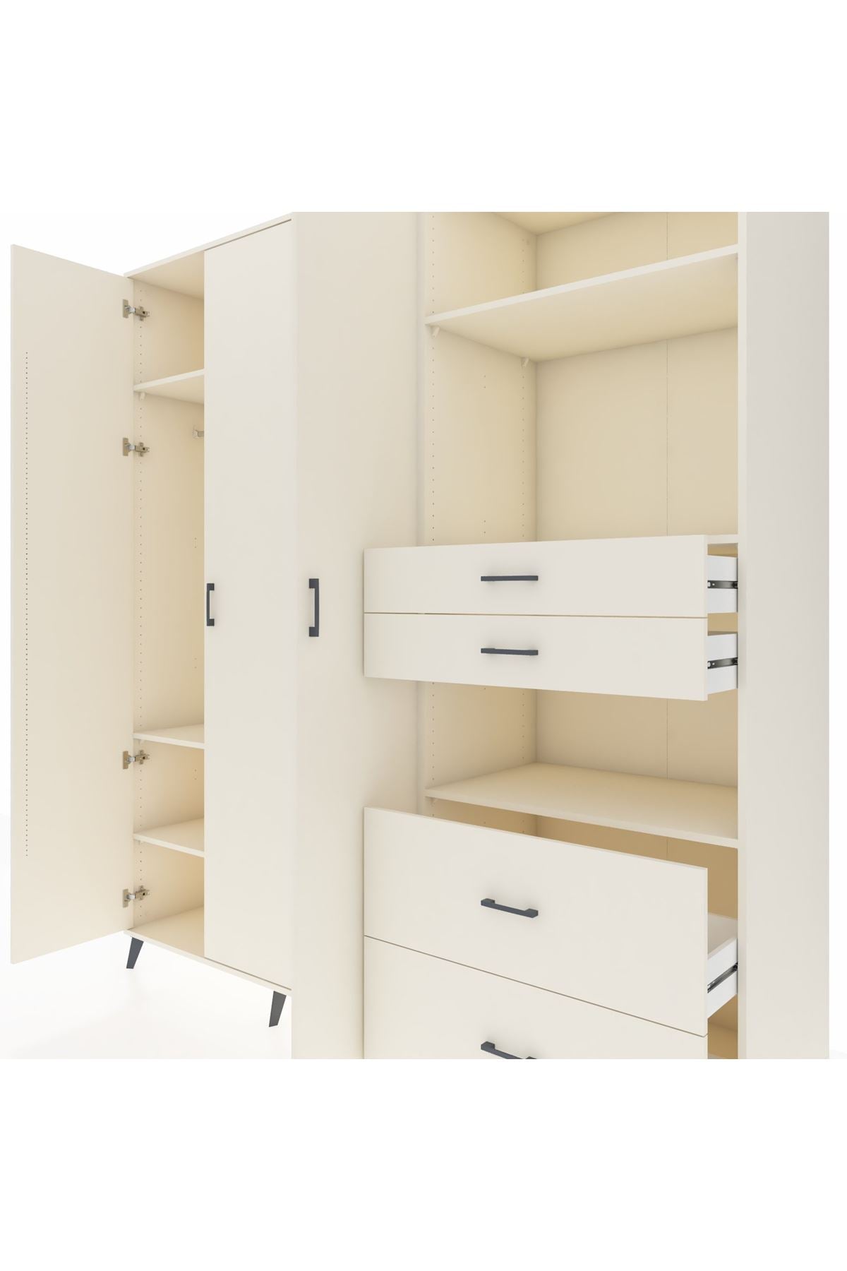 Kronos Dolap 12 Raflı 4 Çekmeceli Tek Askılı 220x59x243 - S784M047V04C