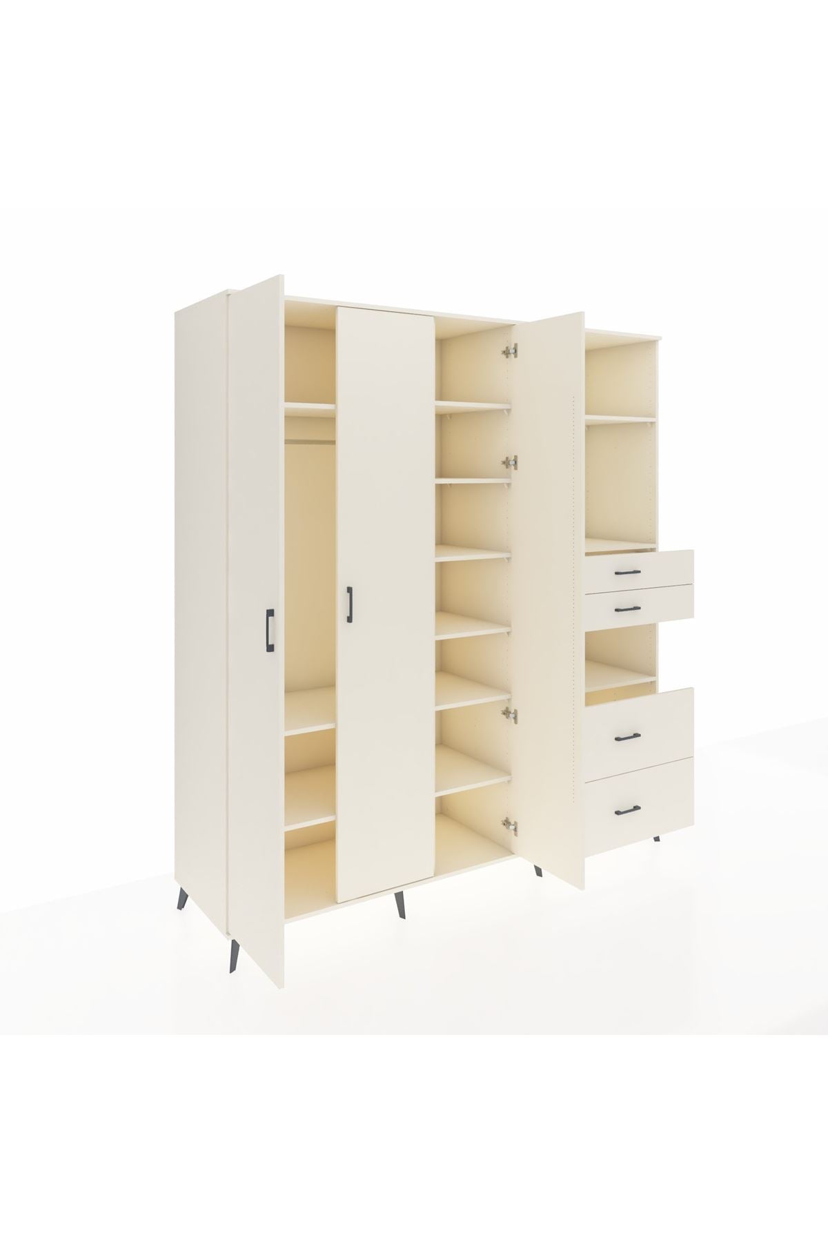 Kronos Dolap 12 Raflı 4 Çekmeceli Tek Askılı 220x59x243 - S784M047V04C