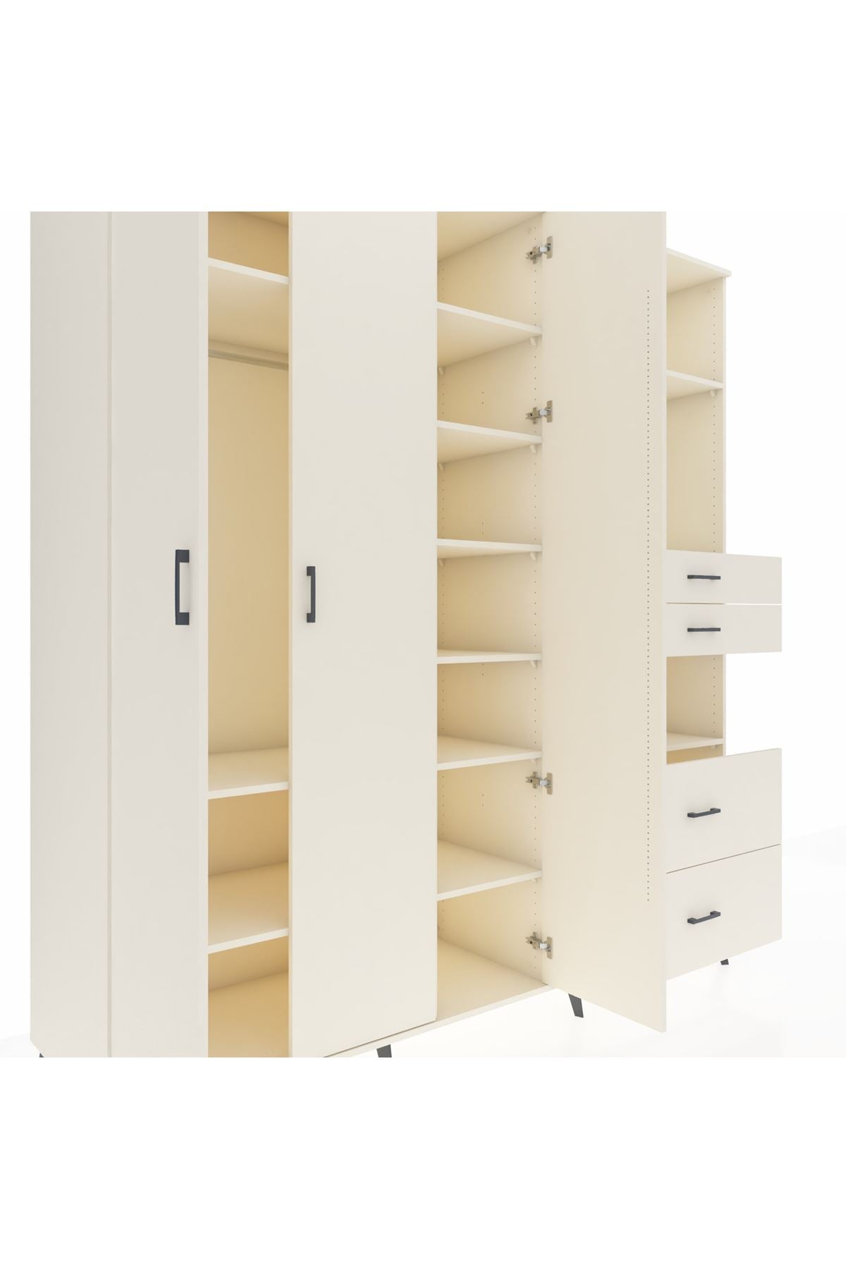 Kronos Dolap 12 Raflı 4 Çekmeceli Tek Askılı 220x59x243 - S784M047V04C
