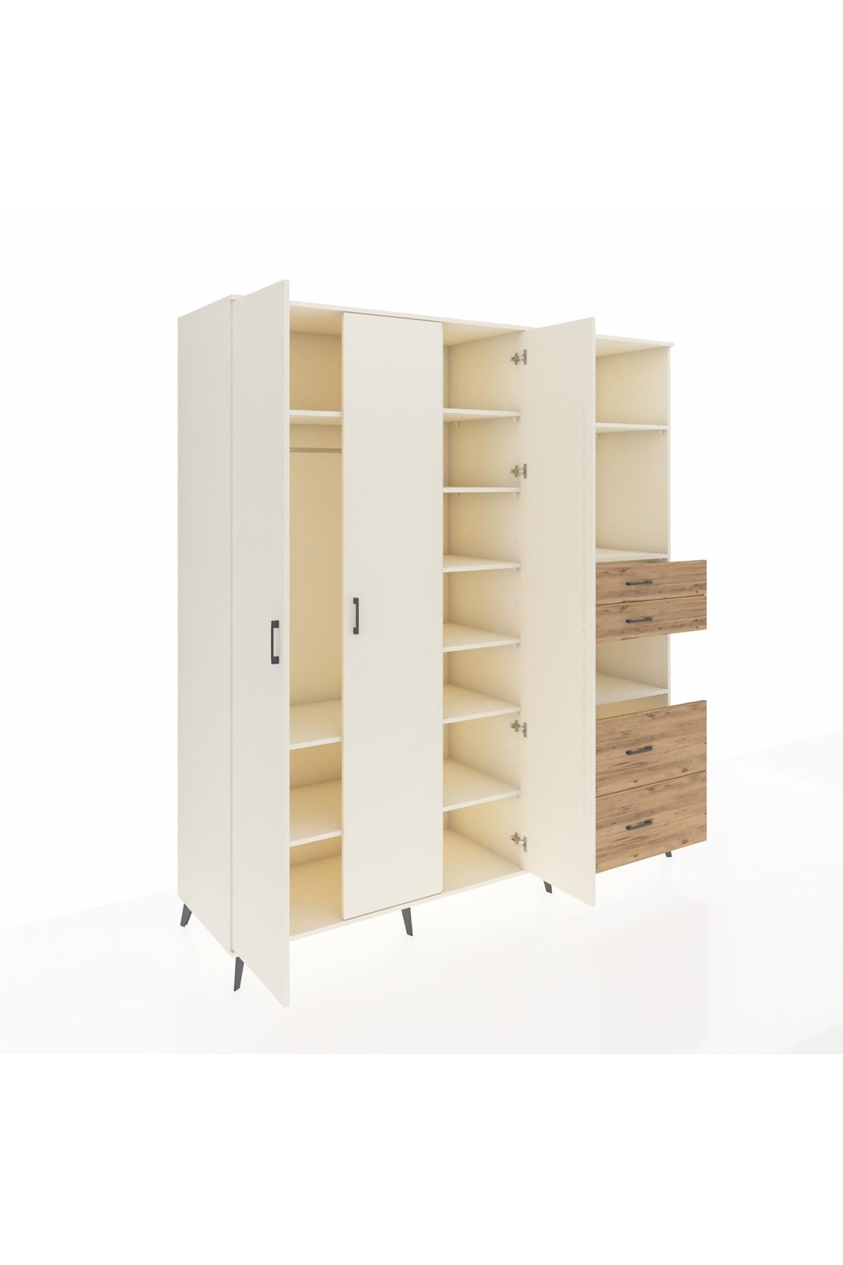 Kronos Dolap 12 Raflı 4 Çekmeceli Tek Askılı 220x59x243 - S784M047V06C