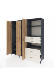 Kronos Dolap 12 Raflı 4 Çekmeceli Tek Askılı 220x59x243 - S784M047V10C