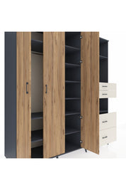 Kronos Dolap 12 Raflı 4 Çekmeceli Tek Askılı 220x59x243 - S784M047V10C