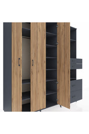 Kronos Dolap 12 Raflı 4 Çekmeceli Tek Askılı 220x59x243 - S784M047V11C