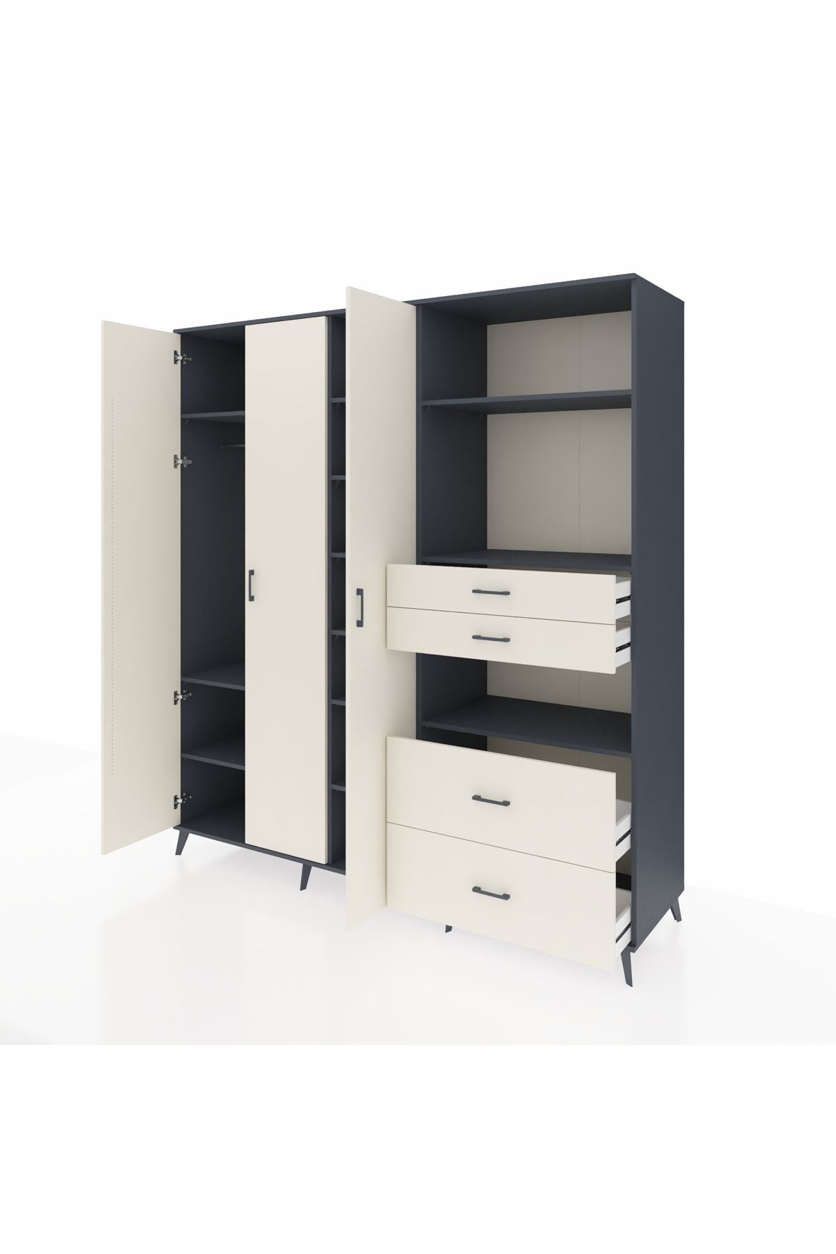 Kronos Dolap 12 Raflı 4 Çekmeceli Tek Askılı 220x59x243 - S784M047V13C