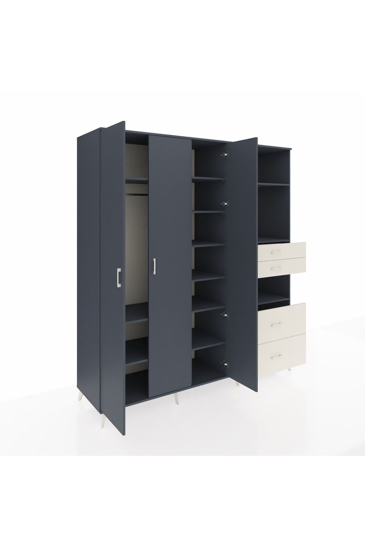 Kronos Dolap 12 Raflı 4 Çekmeceli Tek Askılı 220x59x243 - S784M047V16C