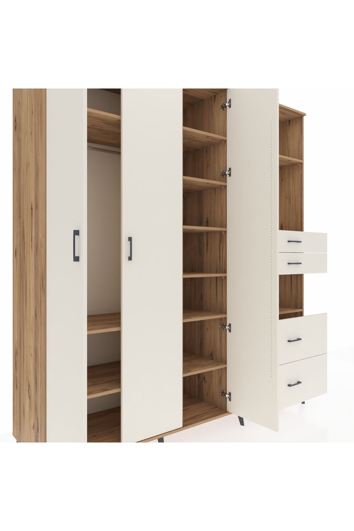 Kronos Dolap 12 Raflı 4 Çekmeceli Tek Askılı 220x59x243 - S784M047V22C
