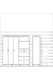 Kronos Dolap 12 Raflı 4 Çekmeceli Tek Askılı 220x59x243 - S784M047V25C