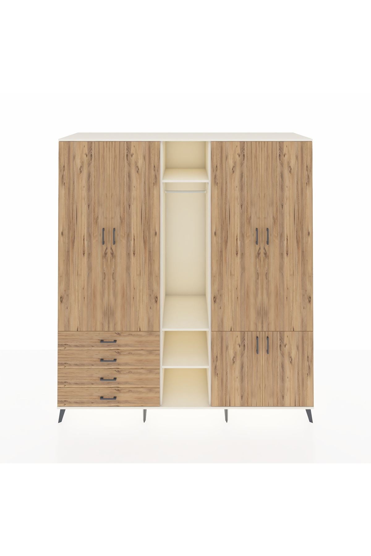 Kronos Dolap 14 Raflı 4 Çekmeceli Tek Askılı 220x59x243 - S784M048V03C