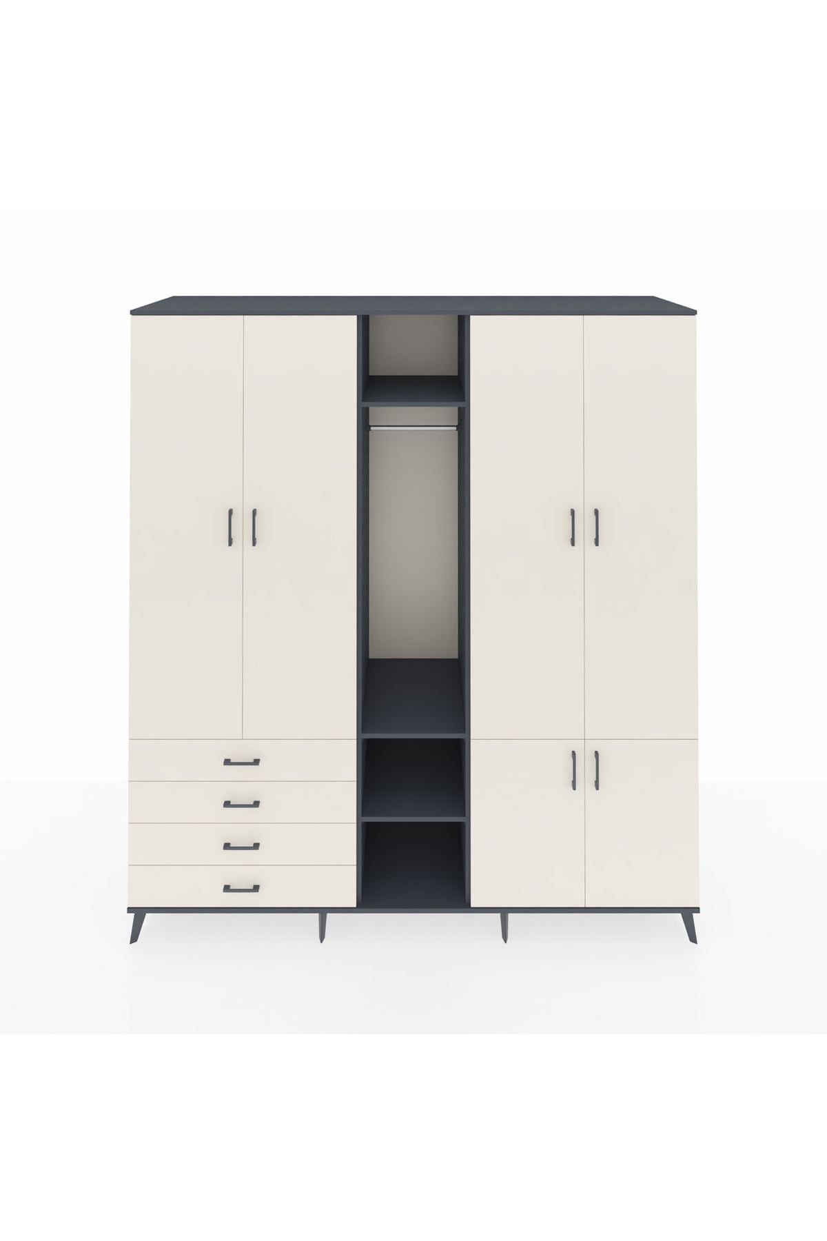Kronos Dolap 14 Raflı 4 Çekmeceli Tek Askılı 220x59x243 - S784M048V13C