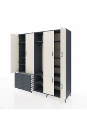Kronos Dolap 14 Raflı 4 Çekmeceli Tek Askılı 220x59x243 - S784M048V14C