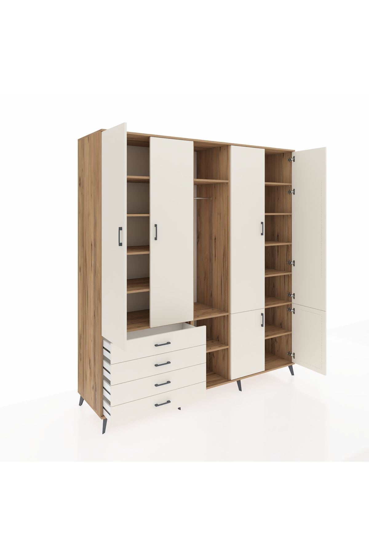 Kronos Dolap 14 Raflı 4 Çekmeceli Tek Askılı 220x59x243 - S784M048V22C