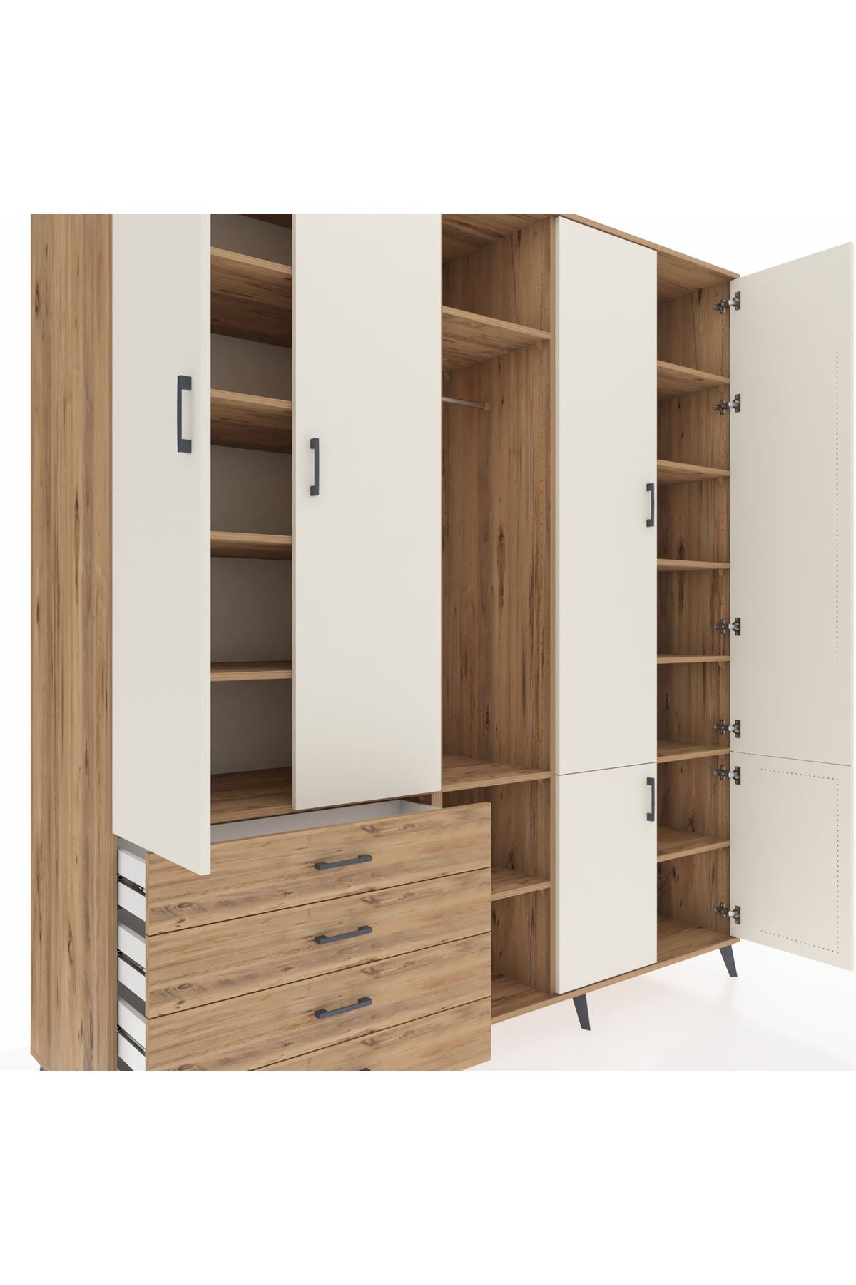 Kronos Dolap 14 Raflı 4 Çekmeceli Tek Askılı 220x59x243 - S784M048V24C