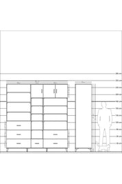 Kronos Dolap 17 Raflı 6 Çekmeceli 3 Kapaklı 220x59x243 - S784M049V25C