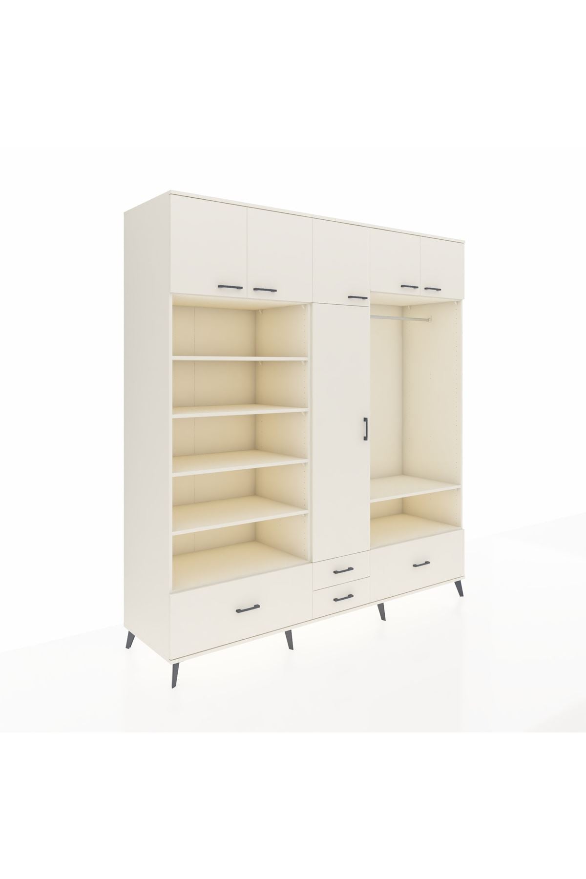 Kronos Dolap 18 Raflı 4 Çekmeceli Tek Askılı 220x59x243 - S784M050V04C