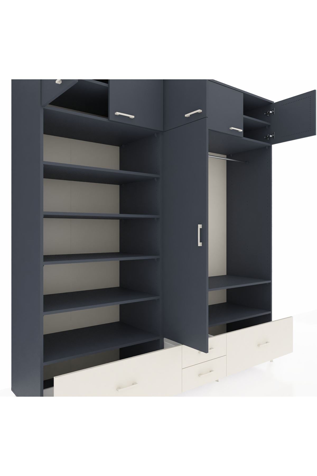 Kronos Dolap 18 Raflı 4 Çekmeceli Tek Askılı 220x59x243 - S784M050V16C