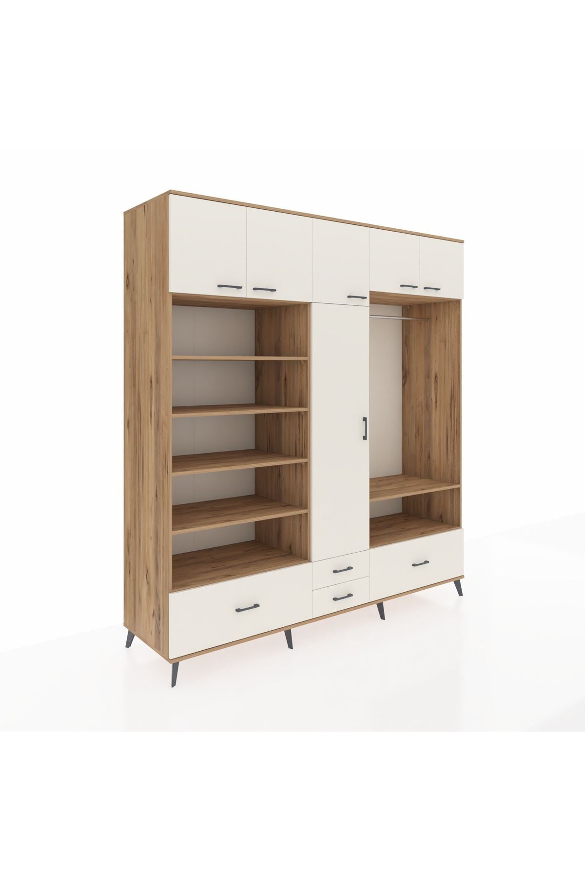 Kronos Dolap 18 Raflı 4 Çekmeceli Tek Askılı 220x59x243 - S784M050V22C