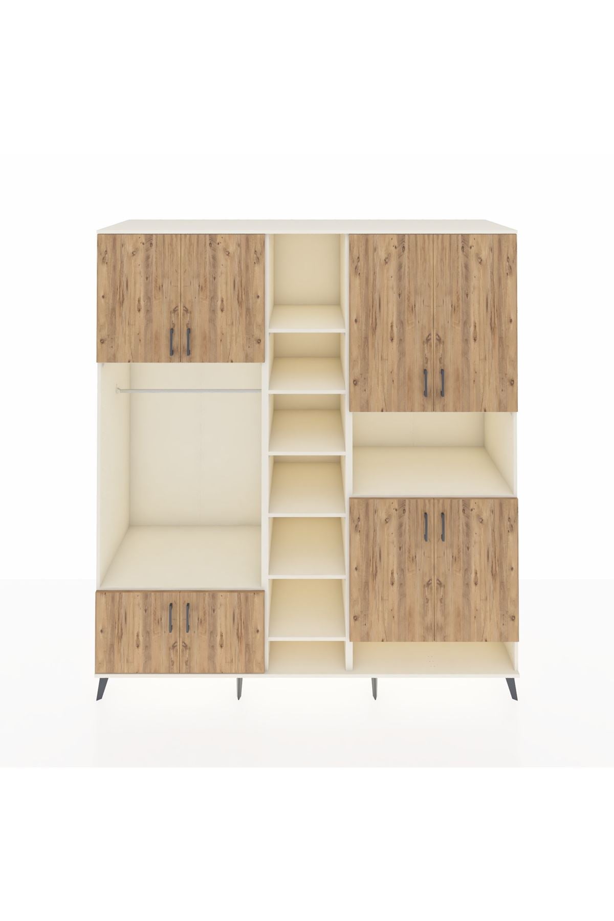 Kronos Dolap 18 Raflı 8 Kapaklı Tek Askılı 220x59x243 Aytaşı-Çam/Aytaşı