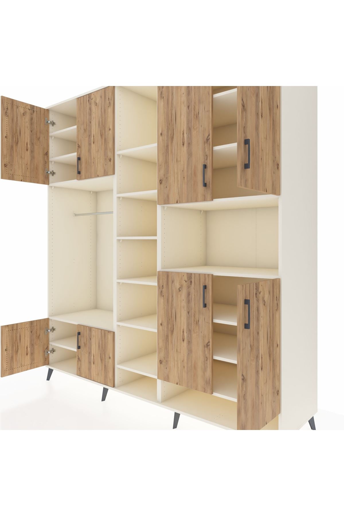 Kronos Dolap 18 Raflı 8 Kapaklı Tek Askılı 220x59x243 Aytaşı-Çam/Aytaşı