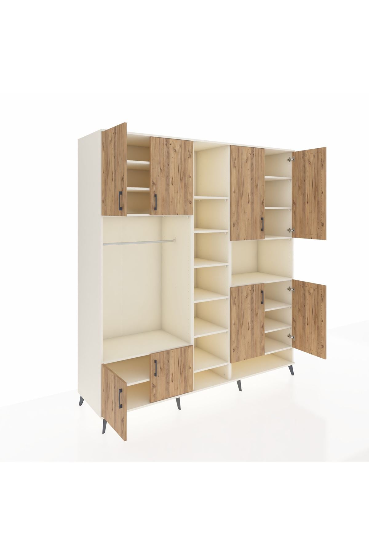 Kronos Dolap 18 Raflı 8 Kapaklı Tek Askılı 220x59x243 Aytaşı-Çam/Aytaşı