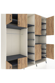 Kronos Dolap 18 Raflı 8 Kapaklı Tek Askılı 220x59x243 Aytaşı-Çam/Antrasit