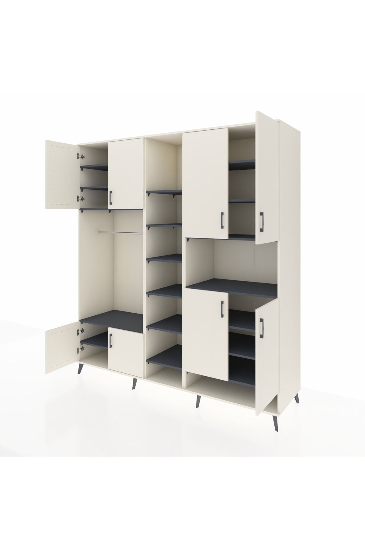 Kronos Dolap 18 Raflı 8 Kapaklı Tek Askılı 220x59x243 Aytaşı-Aytaşı/Antrasit