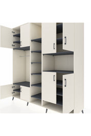 Kronos Dolap 18 Raflı 8 Kapaklı Tek Askılı 220x59x243 Aytaşı-Aytaşı/Antrasit