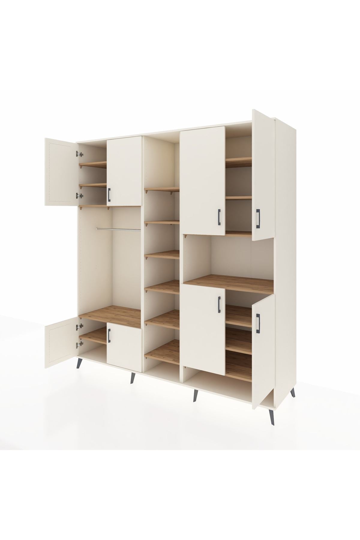 Kronos Dolap 18 Raflı 8 Kapaklı Tek Askılı 220x59x243 Aytaşı-Aytaşı/Çam